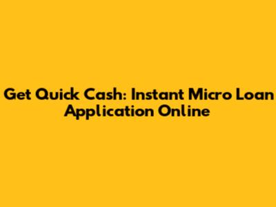 Get Quick Cash: Instant Micro Loan Application Online