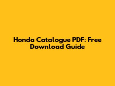 Honda Catalogue PDF: Free Download Guide