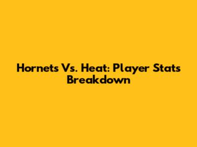 Hornets Vs. Heat: Player Stats Breakdown