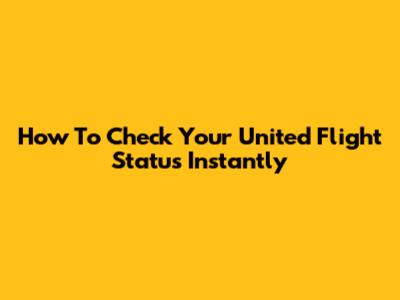 How To Check Your United Flight Status Instantly
