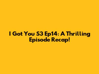 I Got You S3 Ep14: A Thrilling Episode Recap!