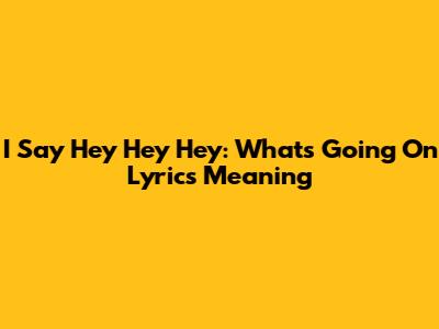 I Say Hey Hey Hey: What's Going On Lyrics Meaning