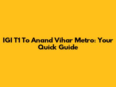 IGI T1 To Anand Vihar Metro: Your Quick Guide