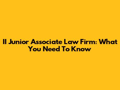 II Junior Associate Law Firm: What You Need To Know
