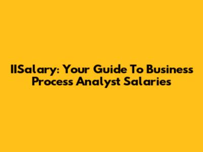IISalary: Your Guide To Business Process Analyst Salaries