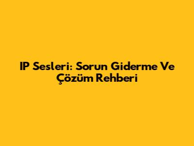 IP Sesleri: Sorun Giderme Ve Çözüm Rehberi