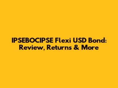 IPSEBOCIPSE Flexi USD Bond: Review, Returns & More