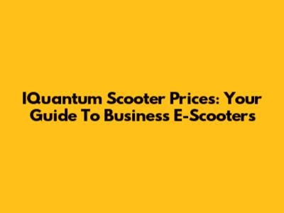 IQuantum Scooter Prices: Your Guide To Business E-Scooters