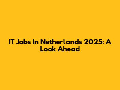 IT Jobs In Netherlands 2025: A Look Ahead