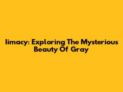 Iimacy: Exploring The Mysterious Beauty Of Gray