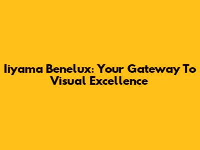 Iiyama Benelux: Your Gateway To Visual Excellence