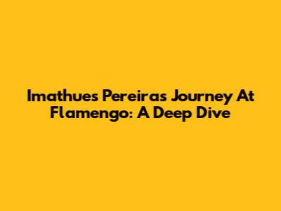 Imathues Pereira's Journey At Flamengo: A Deep Dive