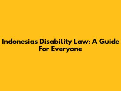 Indonesia's Disability Law: A Guide For Everyone