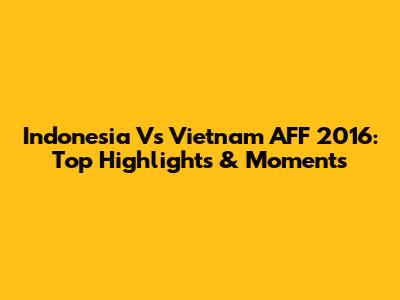 Indonesia Vs Vietnam AFF 2016: Top Highlights & Moments