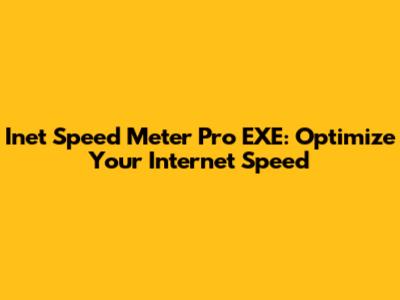 Inet Speed Meter Pro EXE: Optimize Your Internet Speed