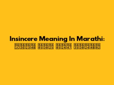 Insincere Meaning In Marathi: ਜਾਣੋ ਅਰਥ ਅਤੇ ਵਰਤੋਂ