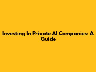 Investing In Private AI Companies: A Guide