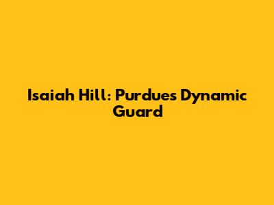 Isaiah Hill: Purdue's Dynamic Guard