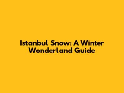 Istanbul Snow: A Winter Wonderland Guide