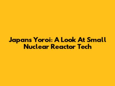 Japan's Yoroi: A Look At Small Nuclear Reactor Tech