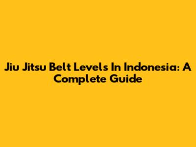 Jiu Jitsu Belt Levels In Indonesia: A Complete Guide