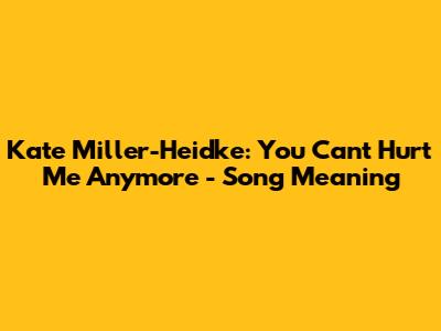 Kate Miller-Heidke: You Can't Hurt Me Anymore - Song Meaning