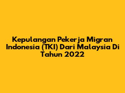 Kepulangan Pekerja Migran Indonesia (TKI) Dari Malaysia Di Tahun 2022