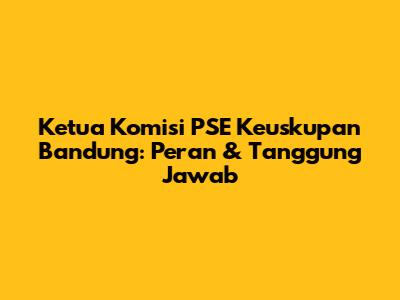 Ketua Komisi PSE Keuskupan Bandung: Peran & Tanggung Jawab