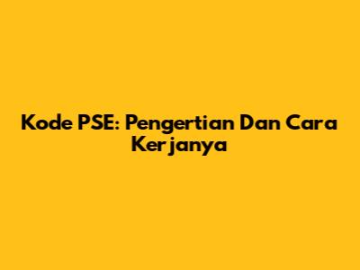 Kode PSE: Pengertian Dan Cara Kerjanya