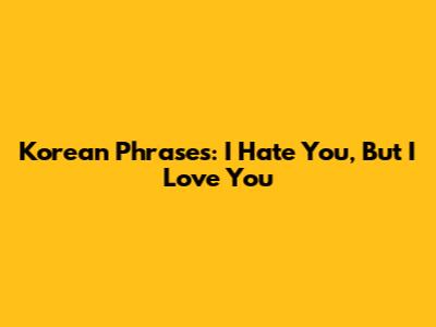 Korean Phrases: "I Hate You, But I Love You"