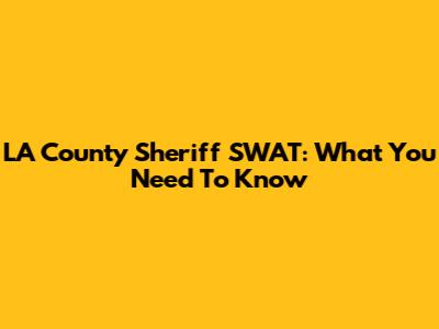 LA County Sheriff SWAT: What You Need To Know