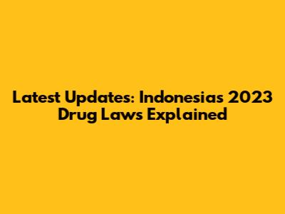 Latest Updates: Indonesia's 2023 Drug Laws Explained