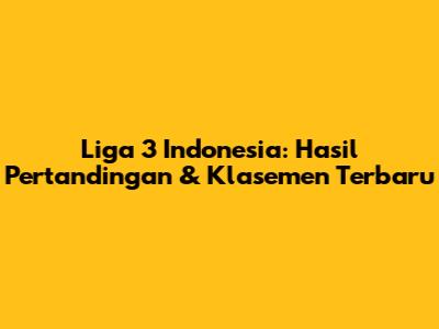Liga 3 Indonesia: Hasil Pertandingan & Klasemen Terbaru