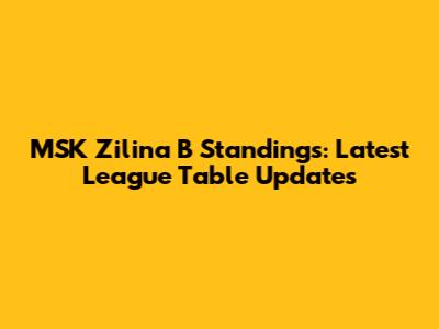 MSK Zilina B Standings: Latest League Table Updates