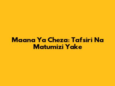 Maana Ya Cheza: Tafsiri Na Matumizi Yake