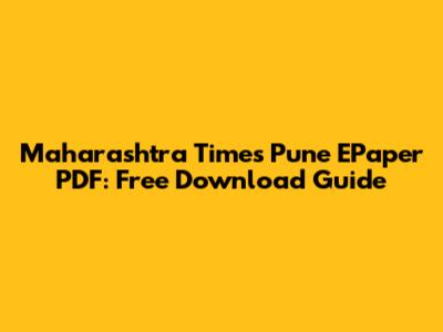 Maharashtra Times Pune EPaper PDF: Free Download Guide
