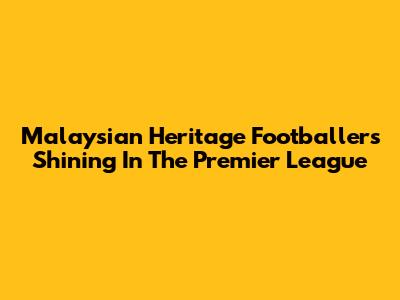 Malaysian Heritage Footballers Shining In The Premier League