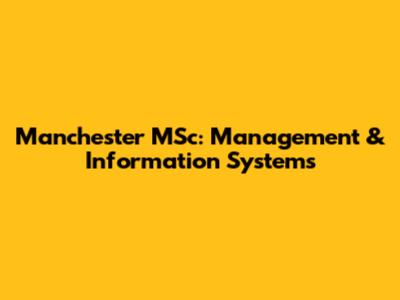 Manchester MSc: Management & Information Systems