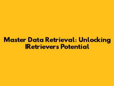Master Data Retrieval: Unlocking IRetrievers' Potential