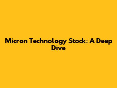 Micron Technology Stock: A Deep Dive