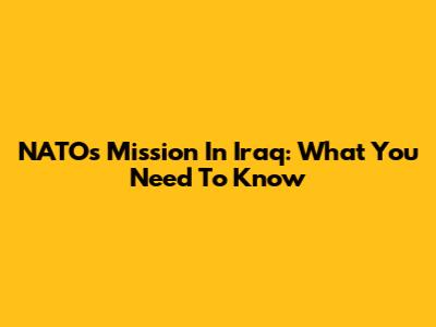 NATO's Mission In Iraq: What You Need To Know