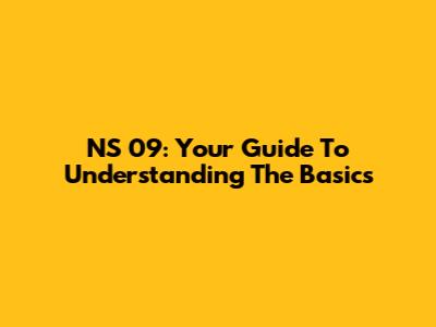 NS 09: Your Guide To Understanding The Basics