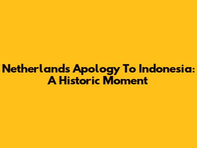 Netherlands' Apology To Indonesia: A Historic Moment