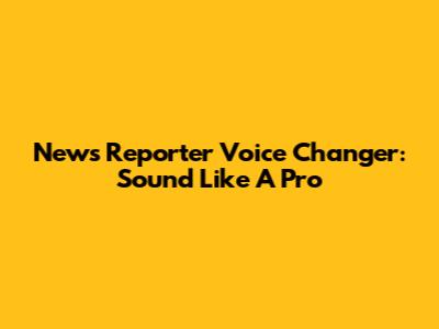 News Reporter Voice Changer: Sound Like A Pro
