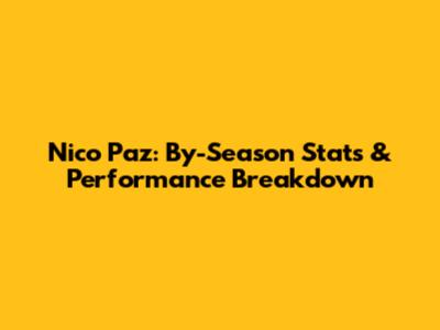 Nico Paz: By-Season Stats & Performance Breakdown