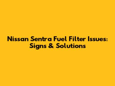 Nissan Sentra Fuel Filter Issues: Signs & Solutions
