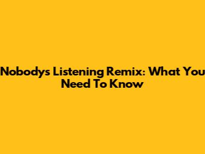 Nobody's Listening Remix: What You Need To Know
