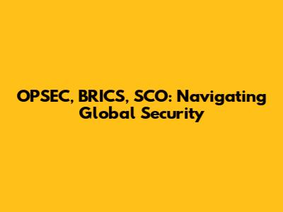 OPSEC, BRICS, SCO: Navigating Global Security