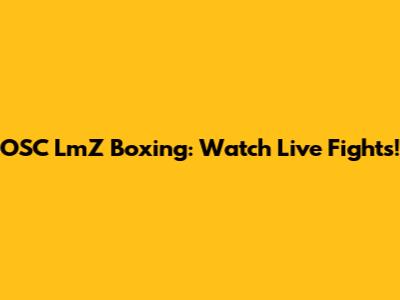 OSC LmZ Boxing: Watch Live Fights!