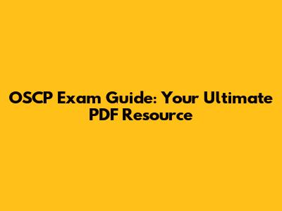 OSCP Exam Guide: Your Ultimate PDF Resource